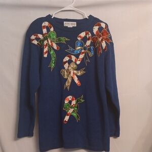 Victoria Harbour Blue Holiday Sweater Size Small